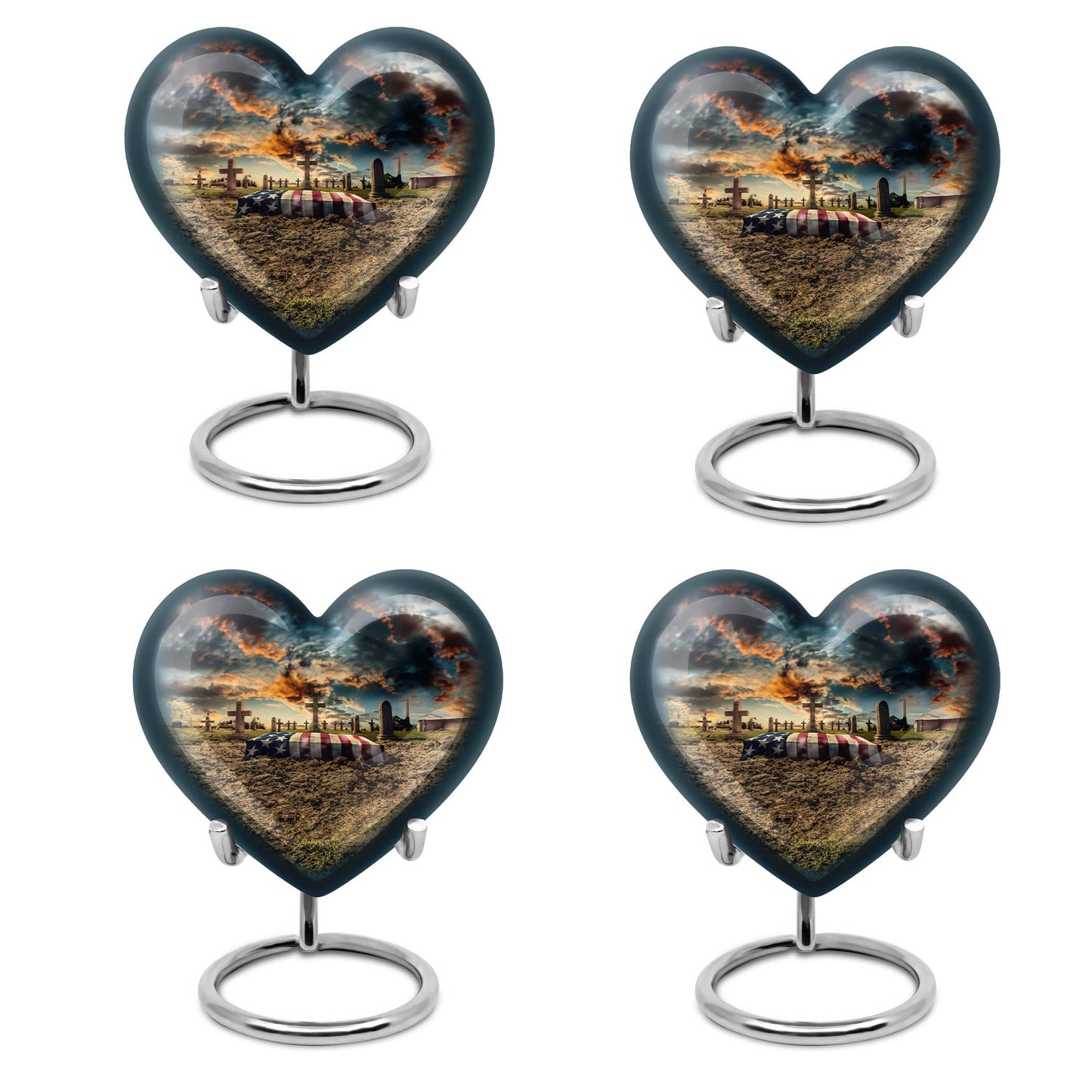10-inch military heart urn, customizable aluminium memorial urn for adult male