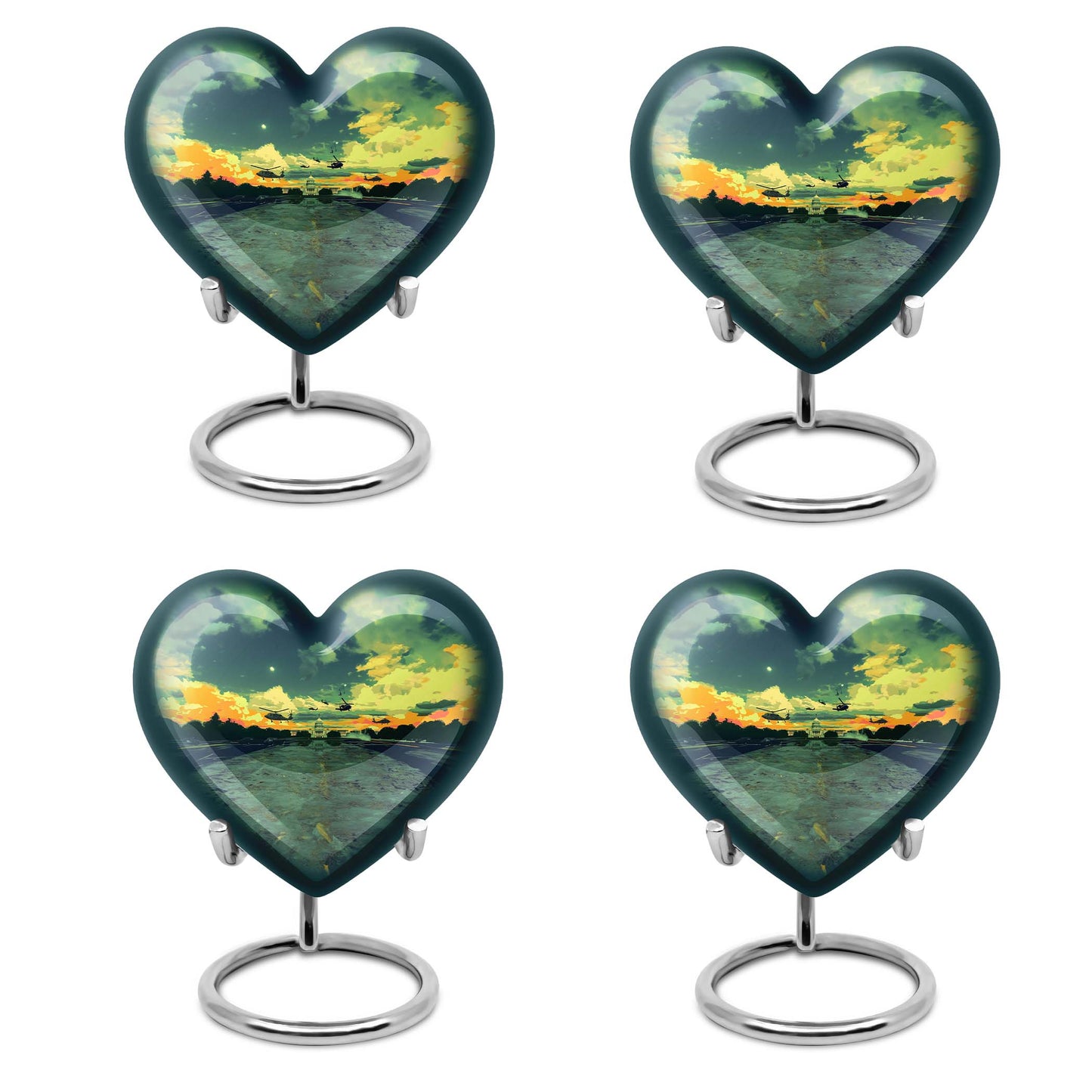 abstract heart-shaped military memorial adult urn