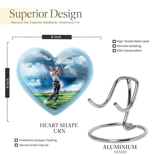 heart design golf urn for adult ashes