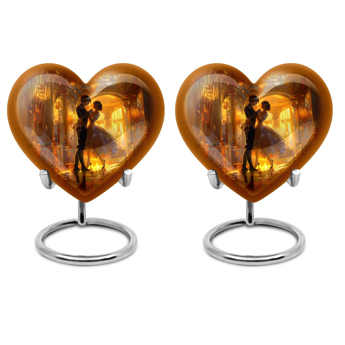 10 inch abstract heart shaped dancing urn for large cremation in aluminium