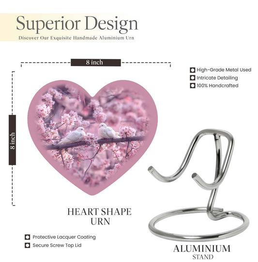 dove heart-shaped urn