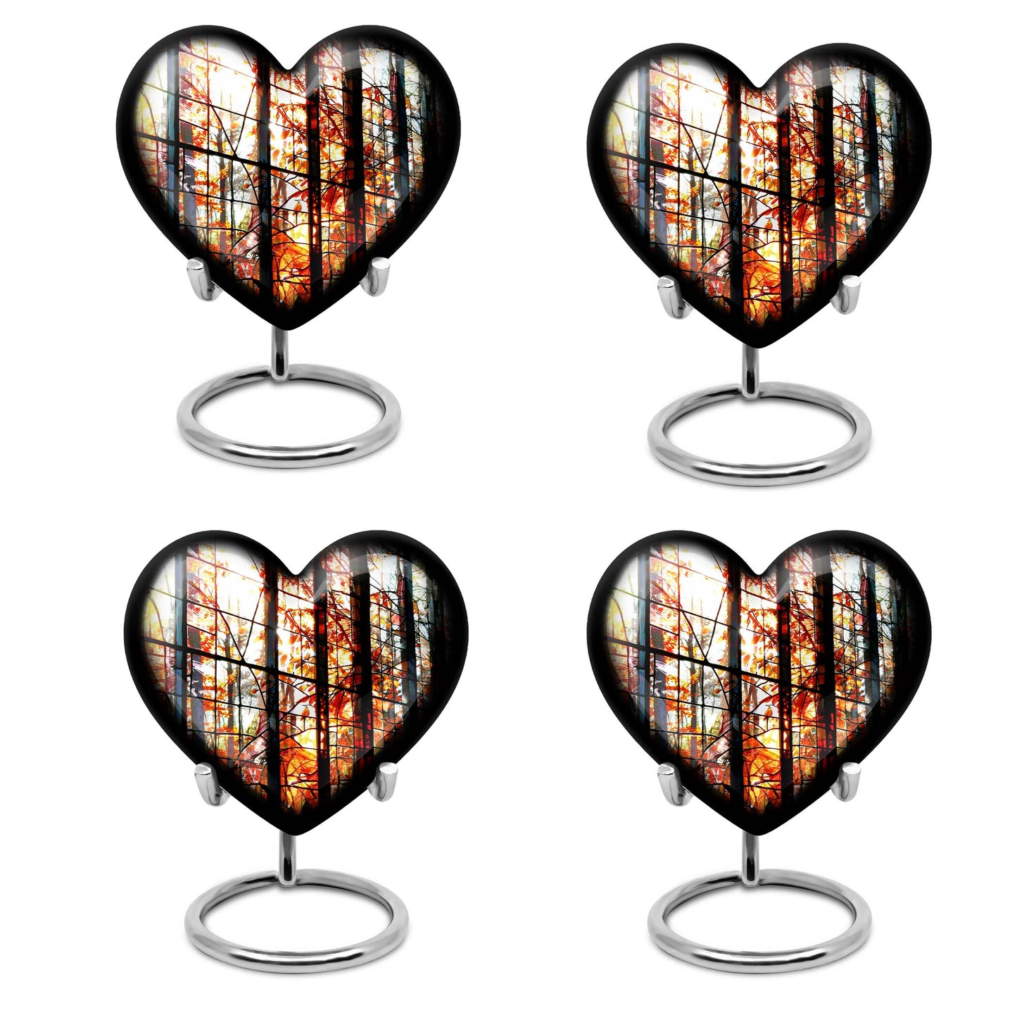 Heart-shaped, 10-inch stained glass memorial urn