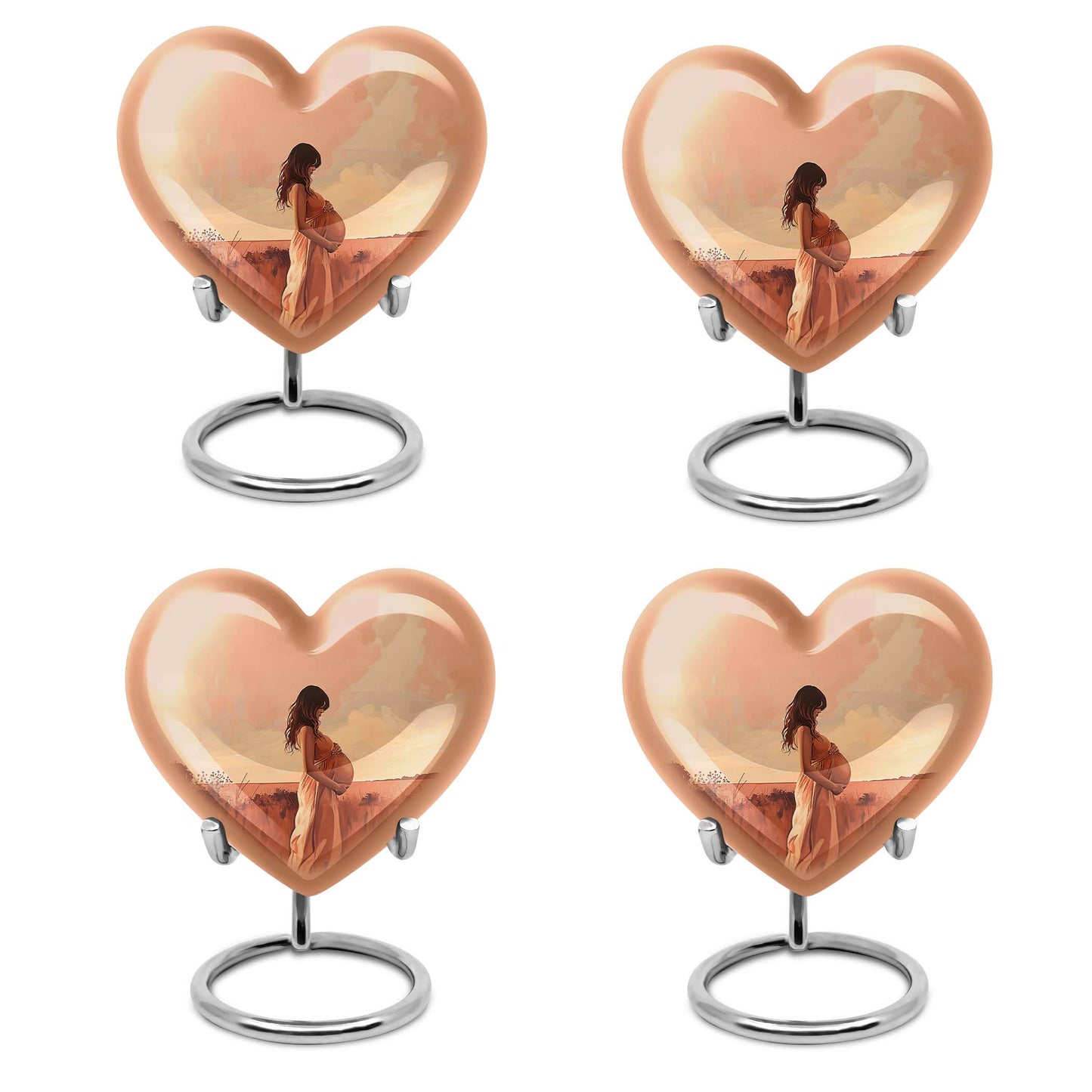 10-inch, abstract heart design memorial urn for adult male, customizable
