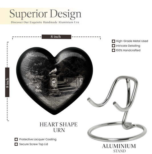 10-inch heart urn, elegant dove urn