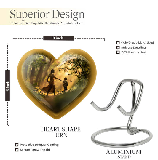 purple meadow themed heart-shaped mother urn