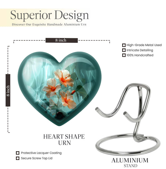 Heart-shaped large flower urn in Purple Meadow