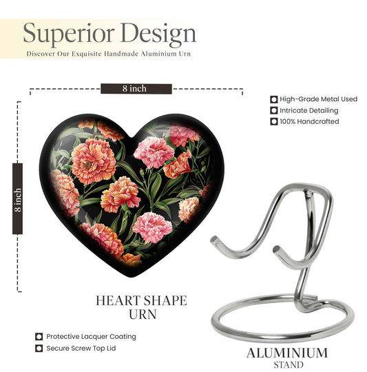 Purple Meadow Heart Urn for human ashes
