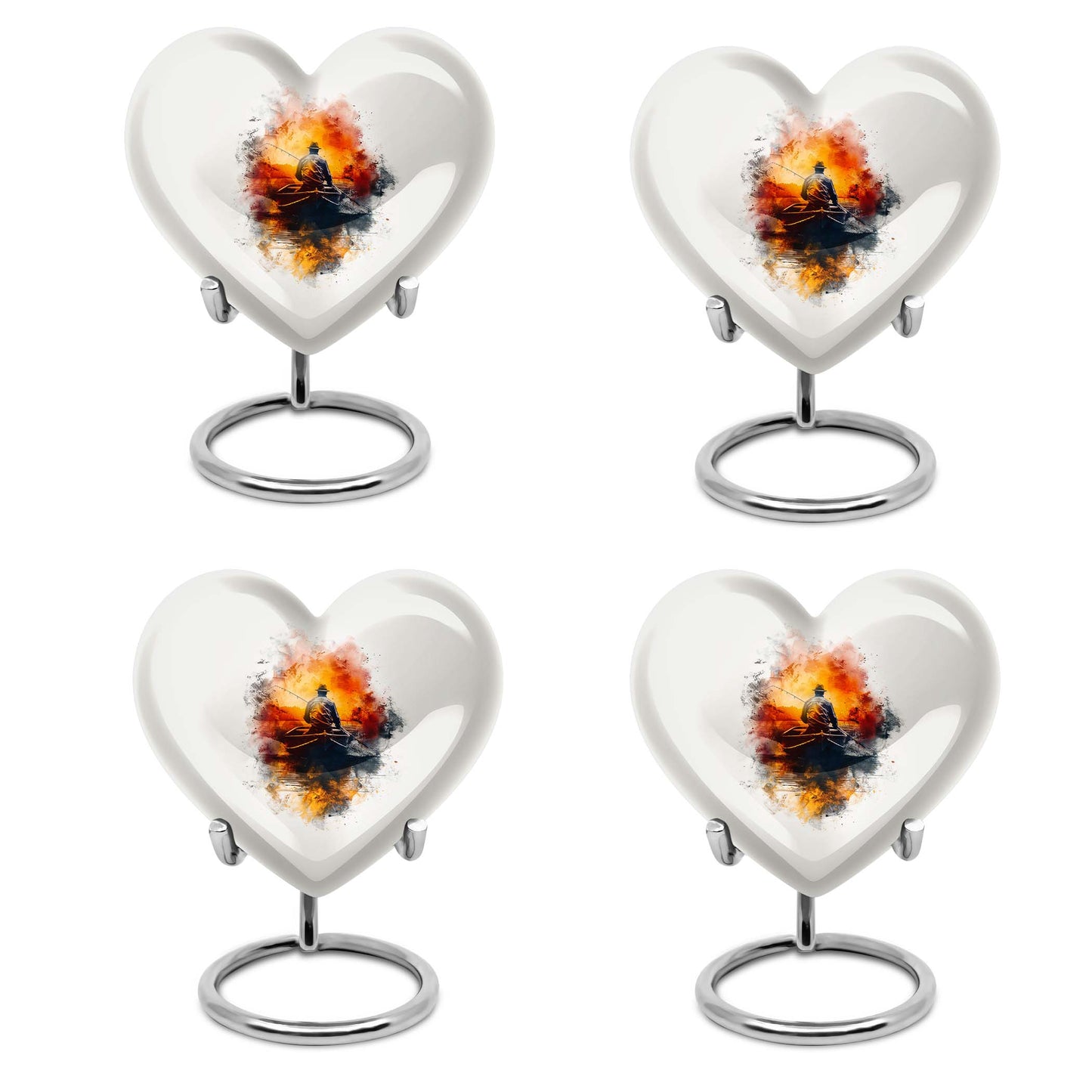 Father son fishing heart urn for adult ashes
