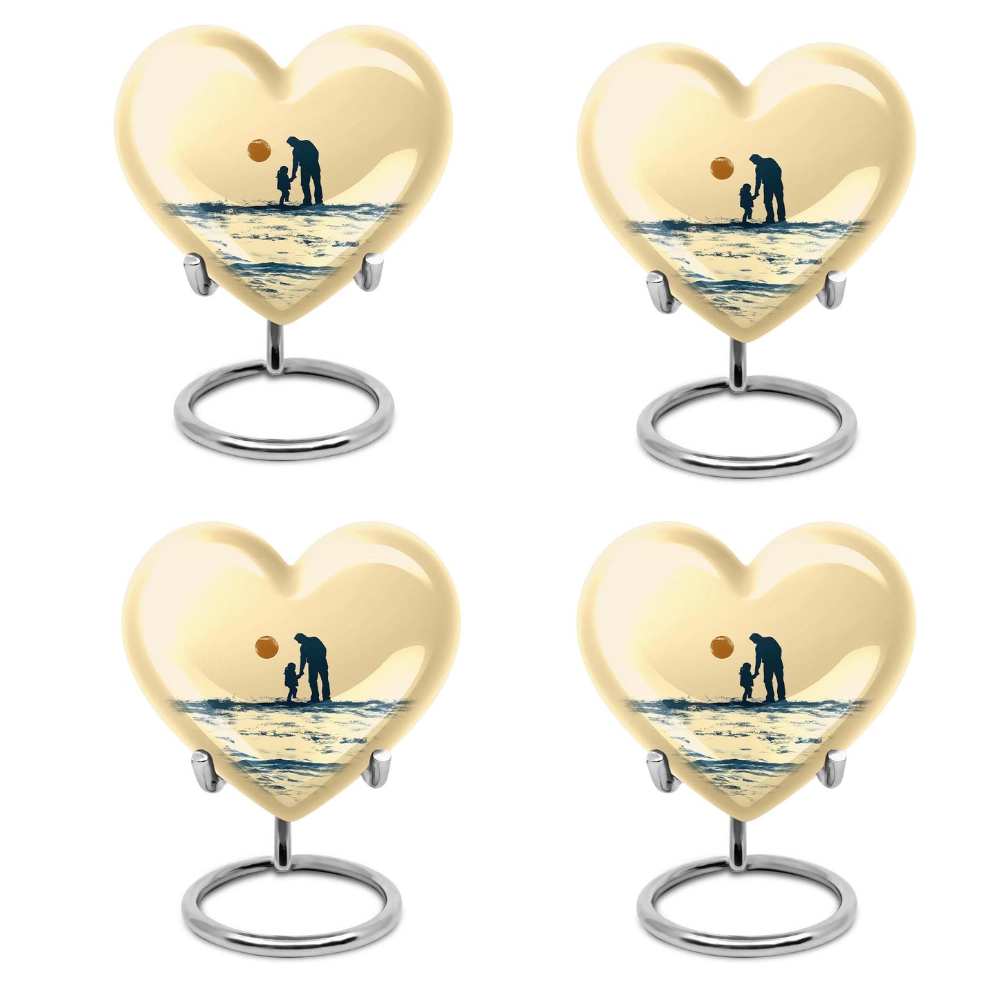 heart-shaped urn for father-son fishing memories
