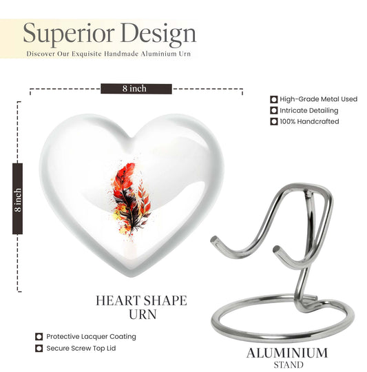 feather heart urn
