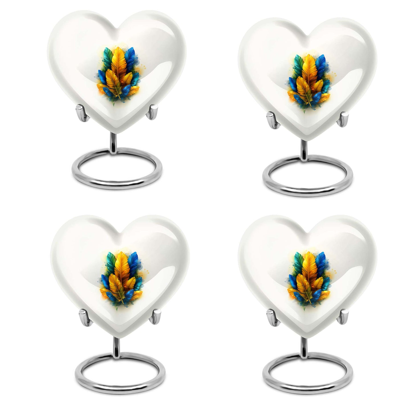 Heart-shaped feather urn for ground burial,