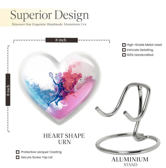 heart designed tennis urn