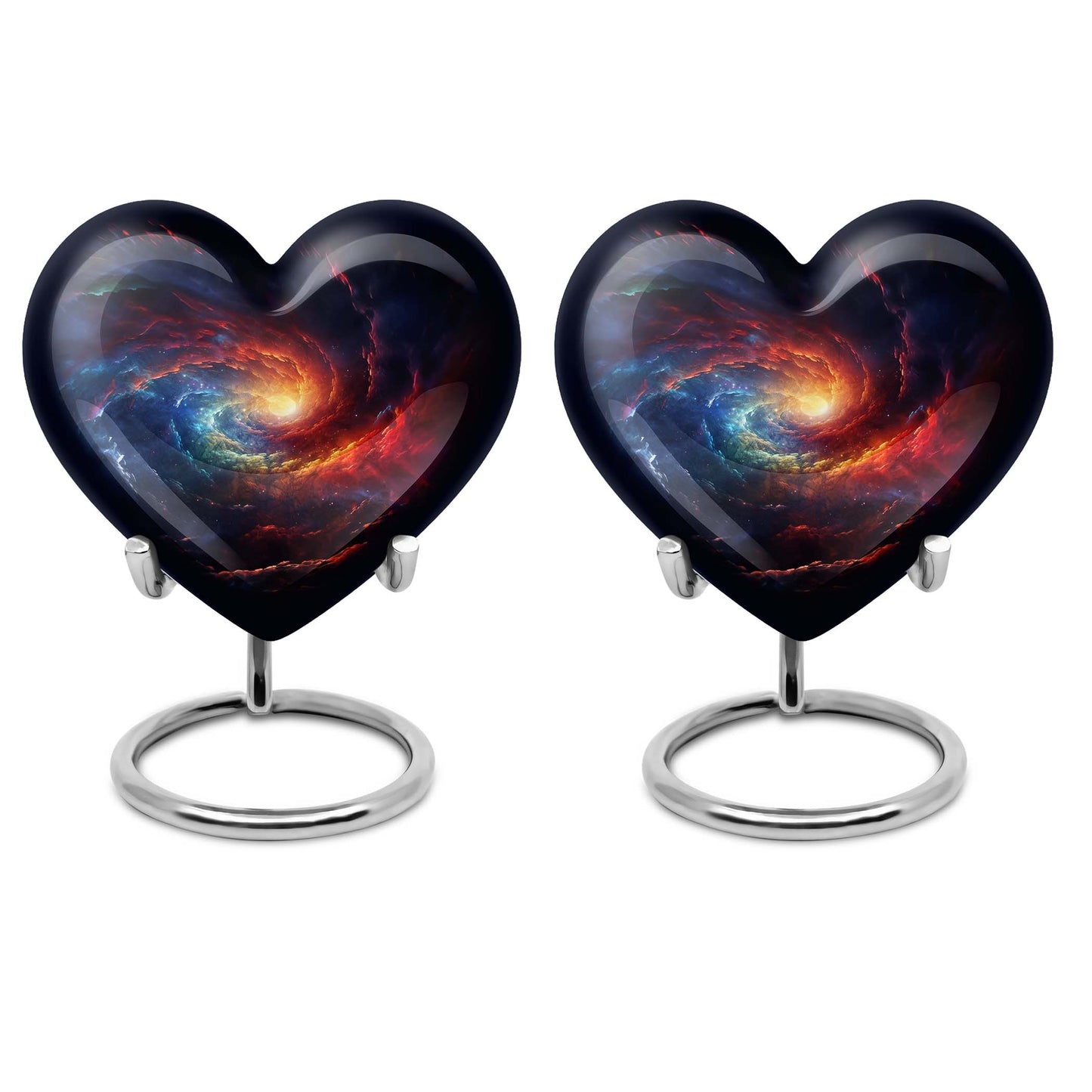 10-inch Galaxy Urn, heart-shaped burial custom urn in Purple Meadow theme