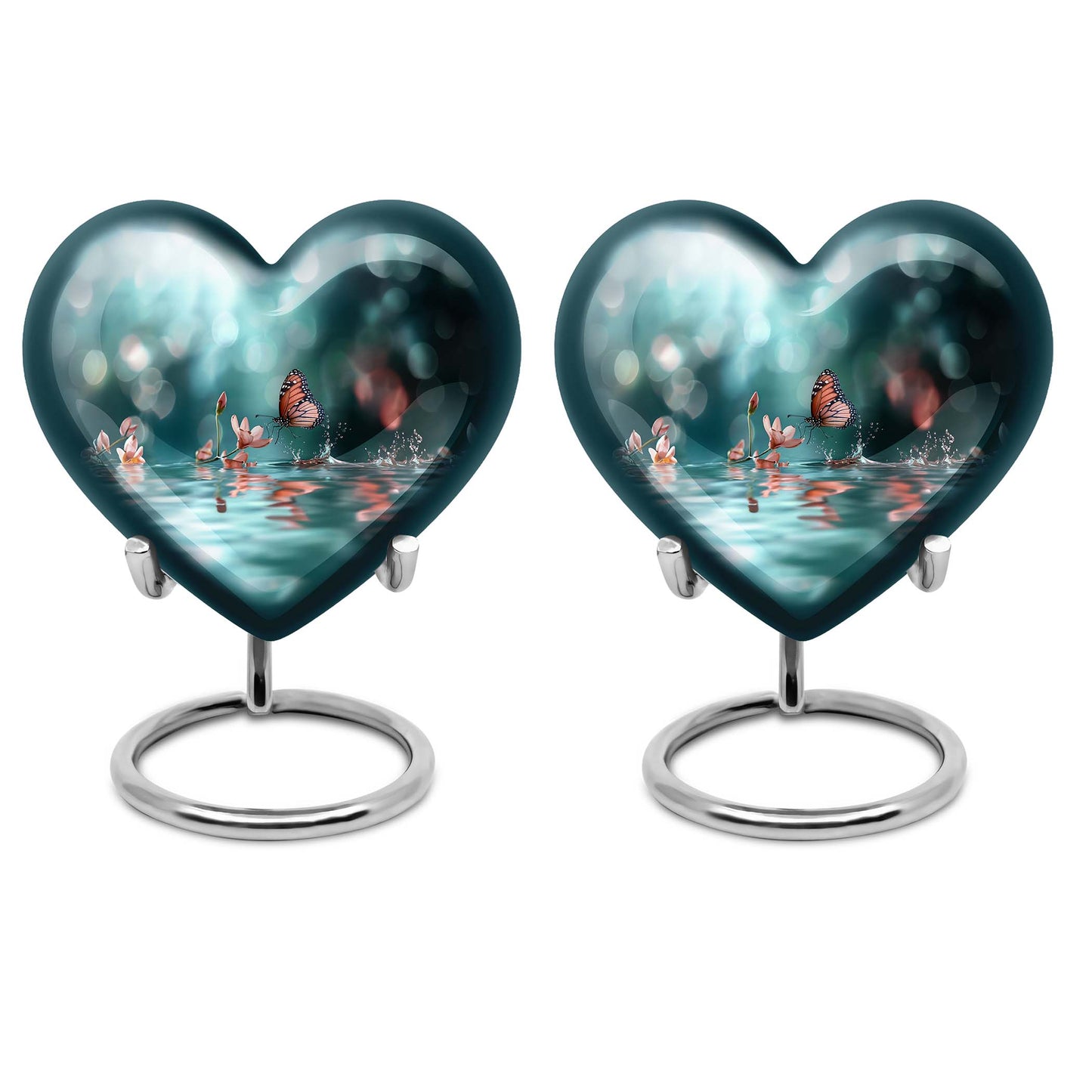 meadow heart-shaped butterfly urn for human ashes,