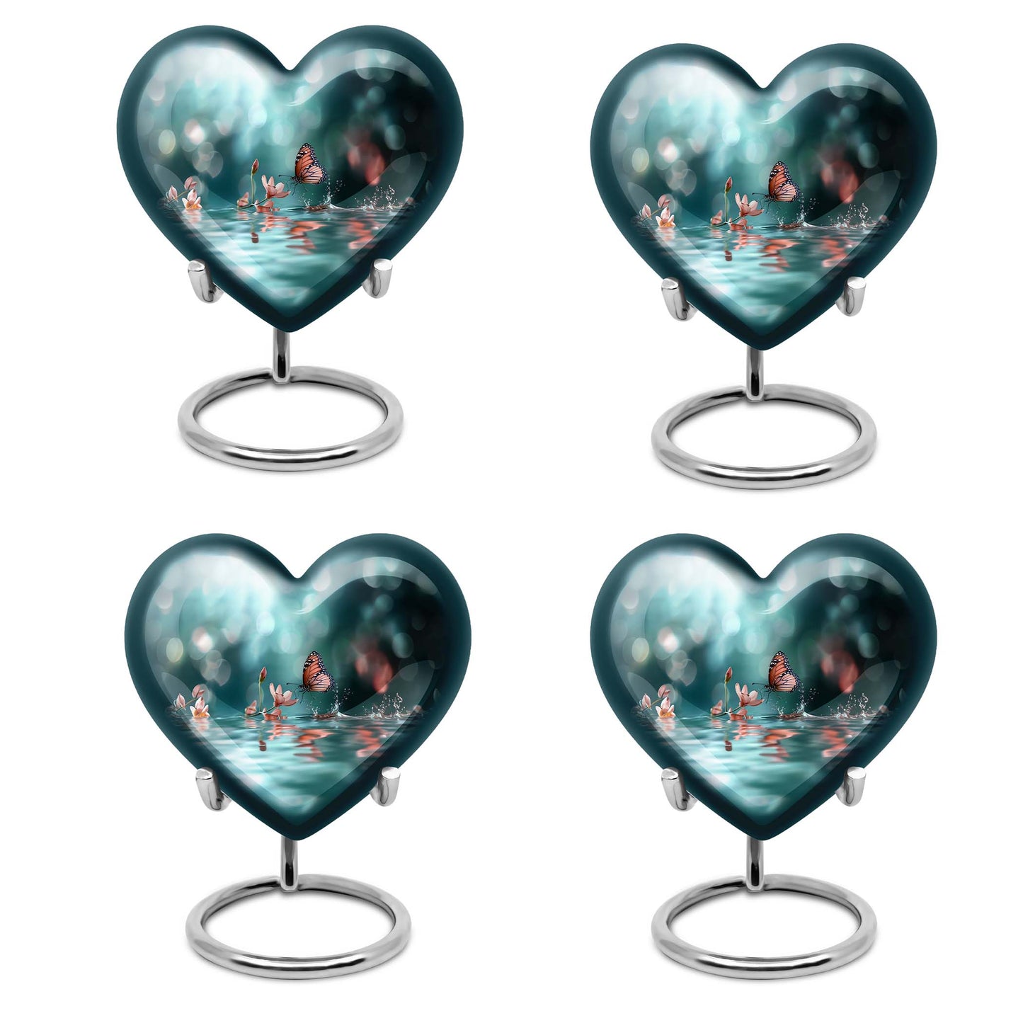 meadow heart-shaped butterfly urn for human ashes,