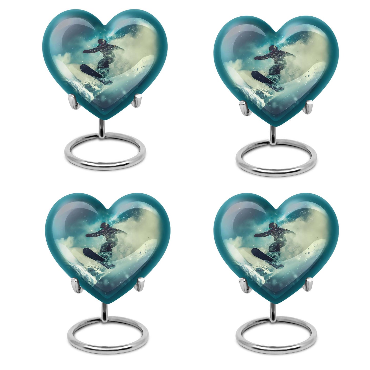 heart-shaped snowboarding urn
