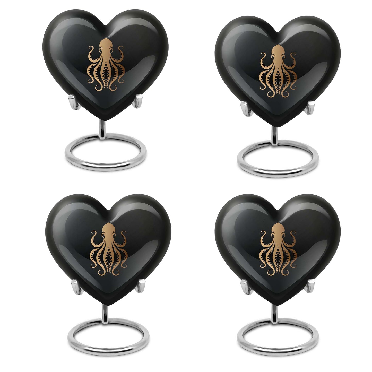 10-inch heart-shaped octopus Urn, wolf theme, crafted from Aluminium for women's ashes