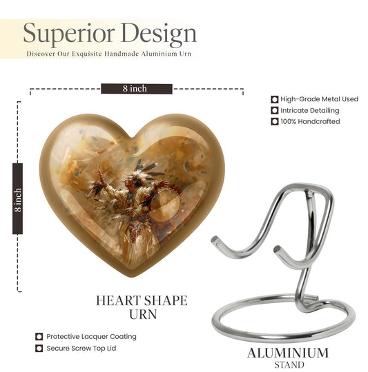 10-inch Heart Urn with Wolf Howling theme and customizable