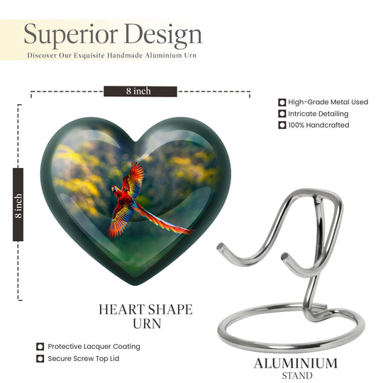 heart-shaped macaw parrot urn