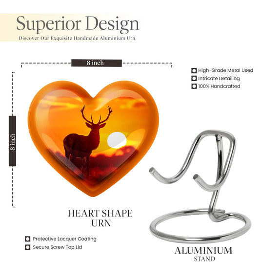 10-inch Deer Urn, Heart-themed memorial urn for mom, Wolf Howling design