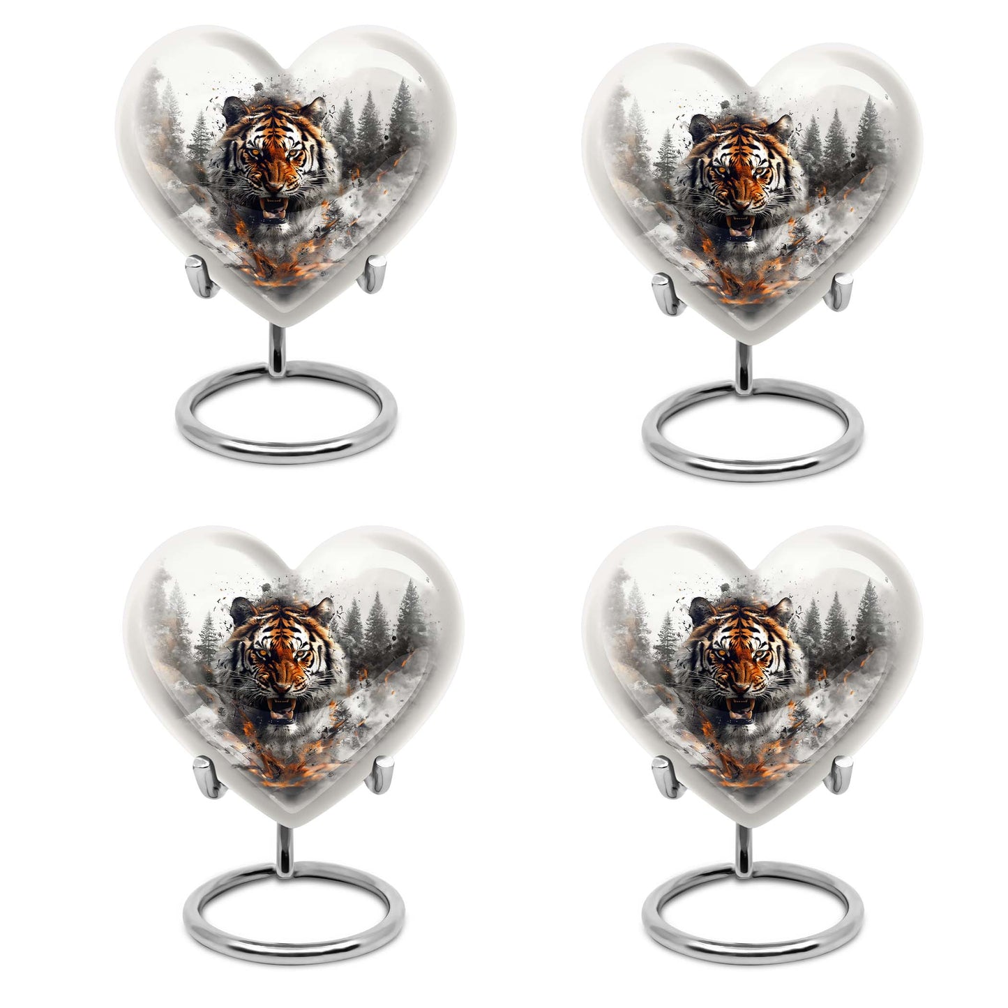 heart-designed tiger urn