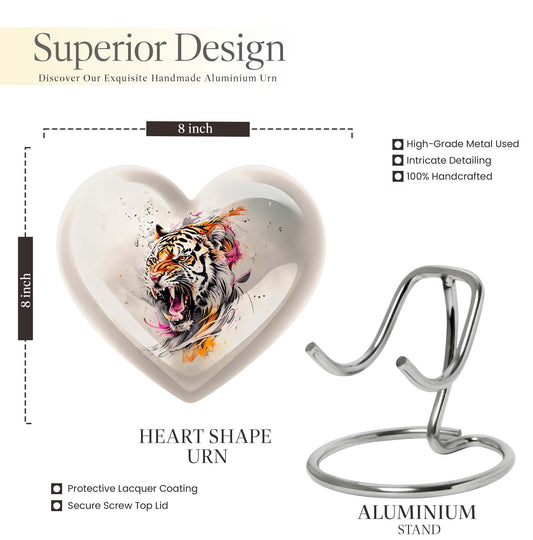 heart-shaped tiger urn