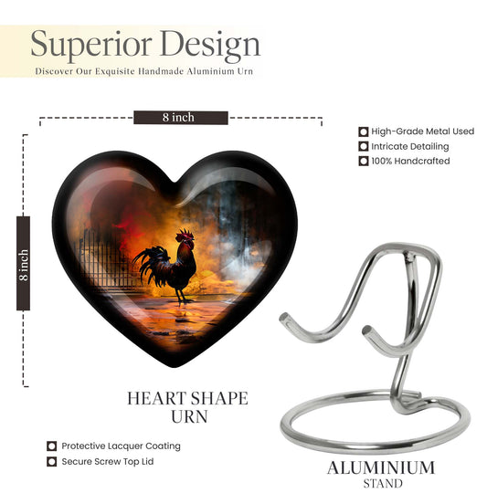 10-inch heart-shaped flowers theme chicken urn made of aluminium