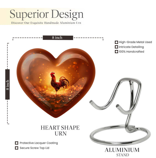 10-inch heart shaped chicken urn, memorial urn