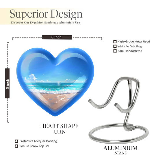 heart-shaped beach urn