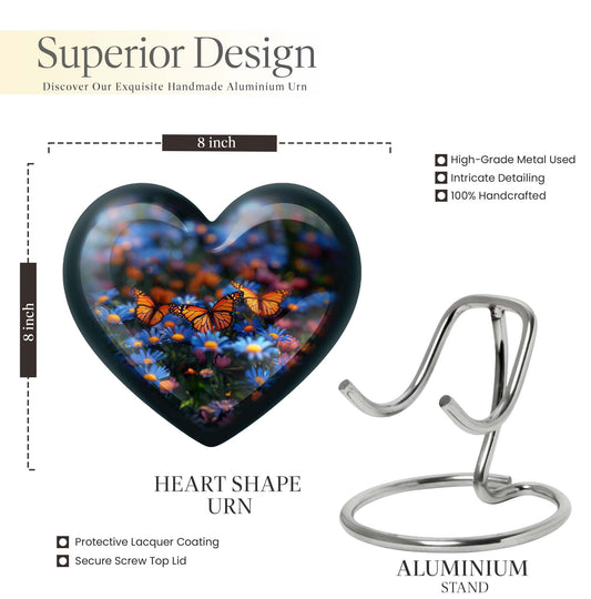 Heart memorial large urn for human ashes, customizable