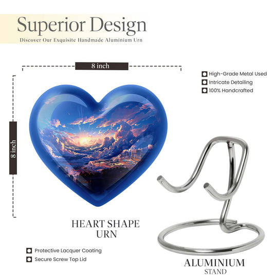 10-inch heart urn themed butterfly for human ashes