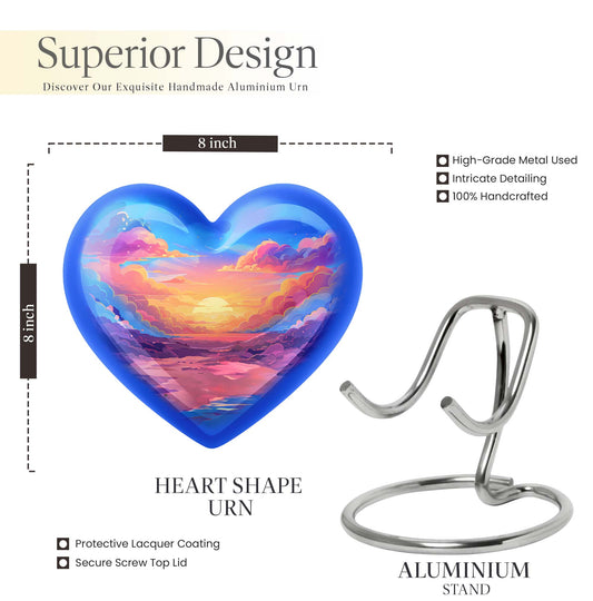 10-inch heart-shaped cloud urn with butterfly theme for mom's memorial