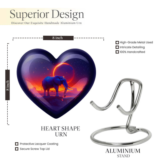 Heart-designed Elephant Memorial Urn