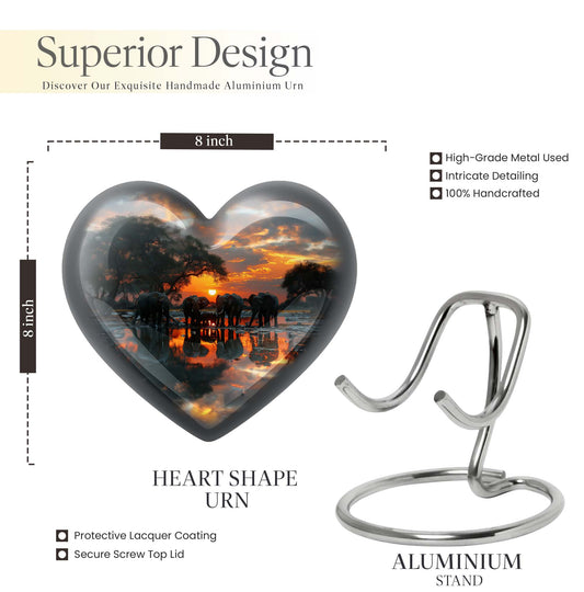 Aluminium heart-themed Elephant Urn