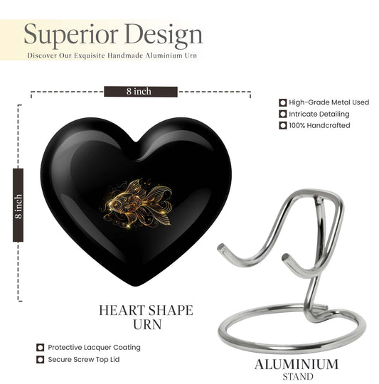 Heart-shaped 10-inch gold fish urn