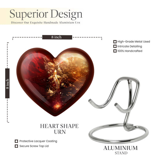 Heart urn designed gold fish urn