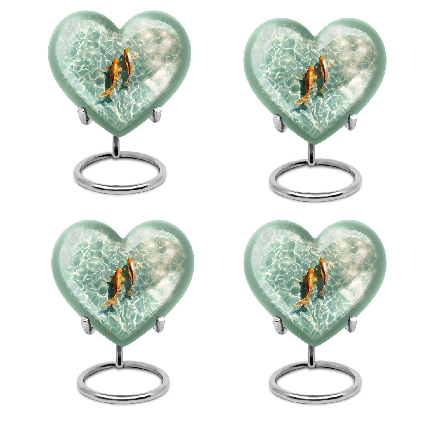 heart-shaped gold fish Urn for cremation