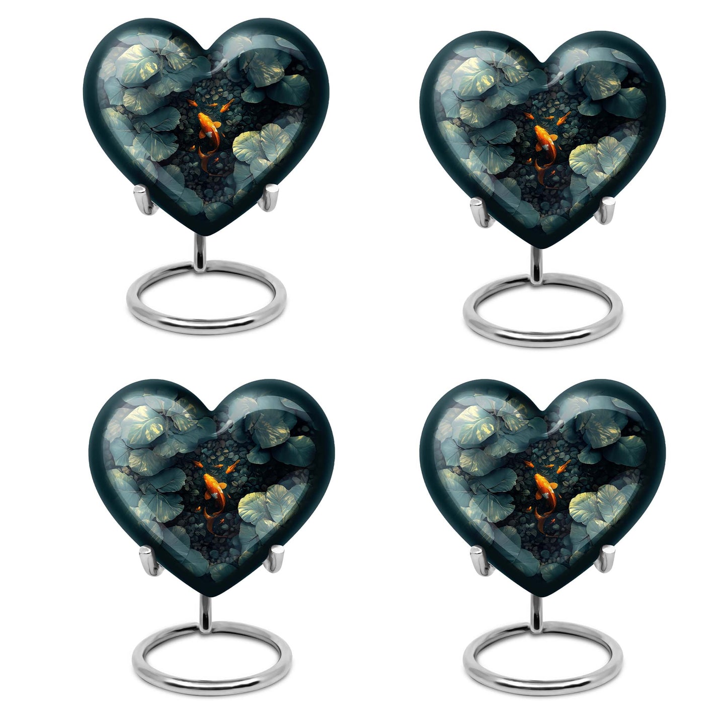 heart shaped gold fish urn