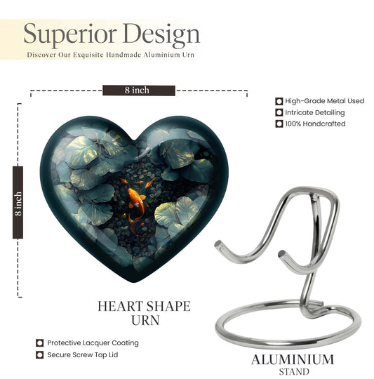heart shaped gold fish urn