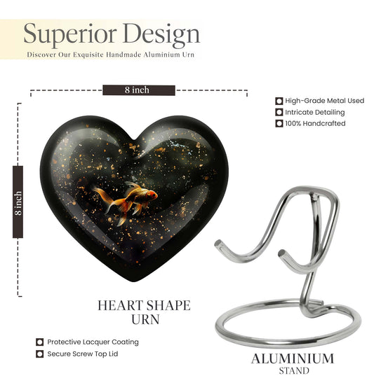 gold fish heart urn