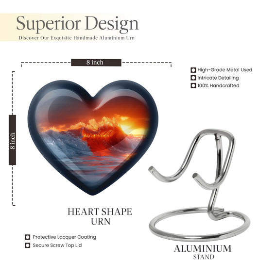 Heart-shaped, ocean waves, butterfly-themed urn