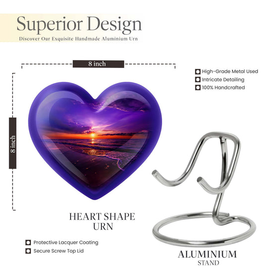 heart-shaped ocean waves urn