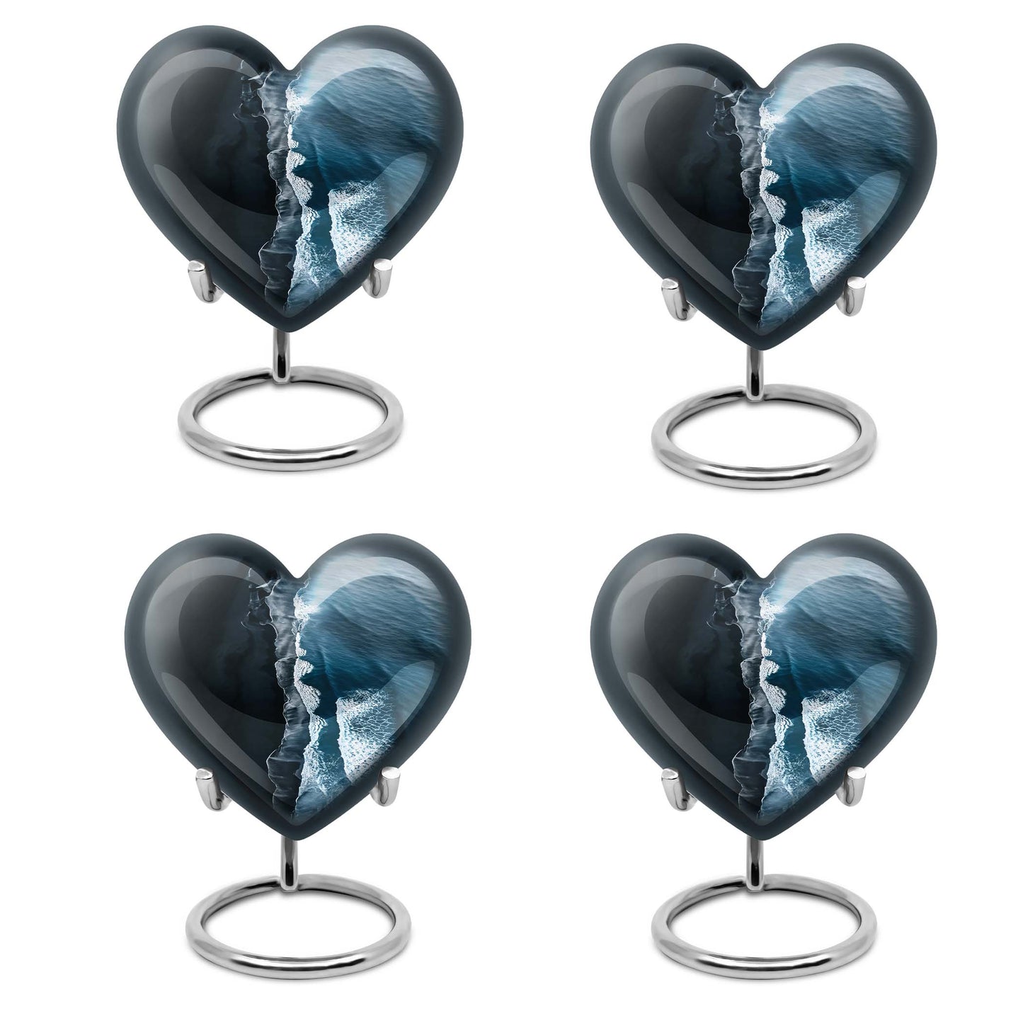 ocean waves heart urn