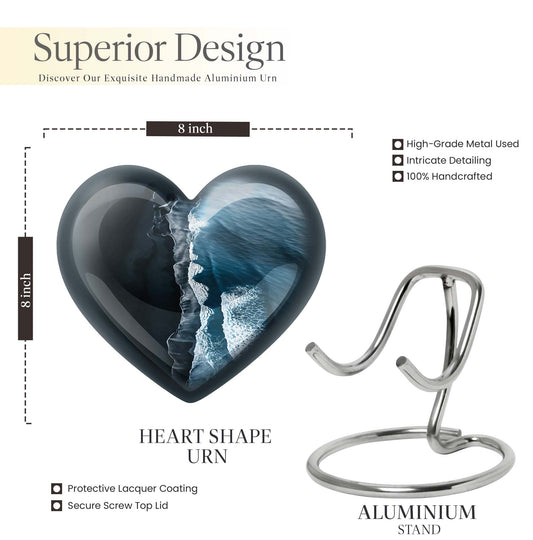 ocean waves heart urn