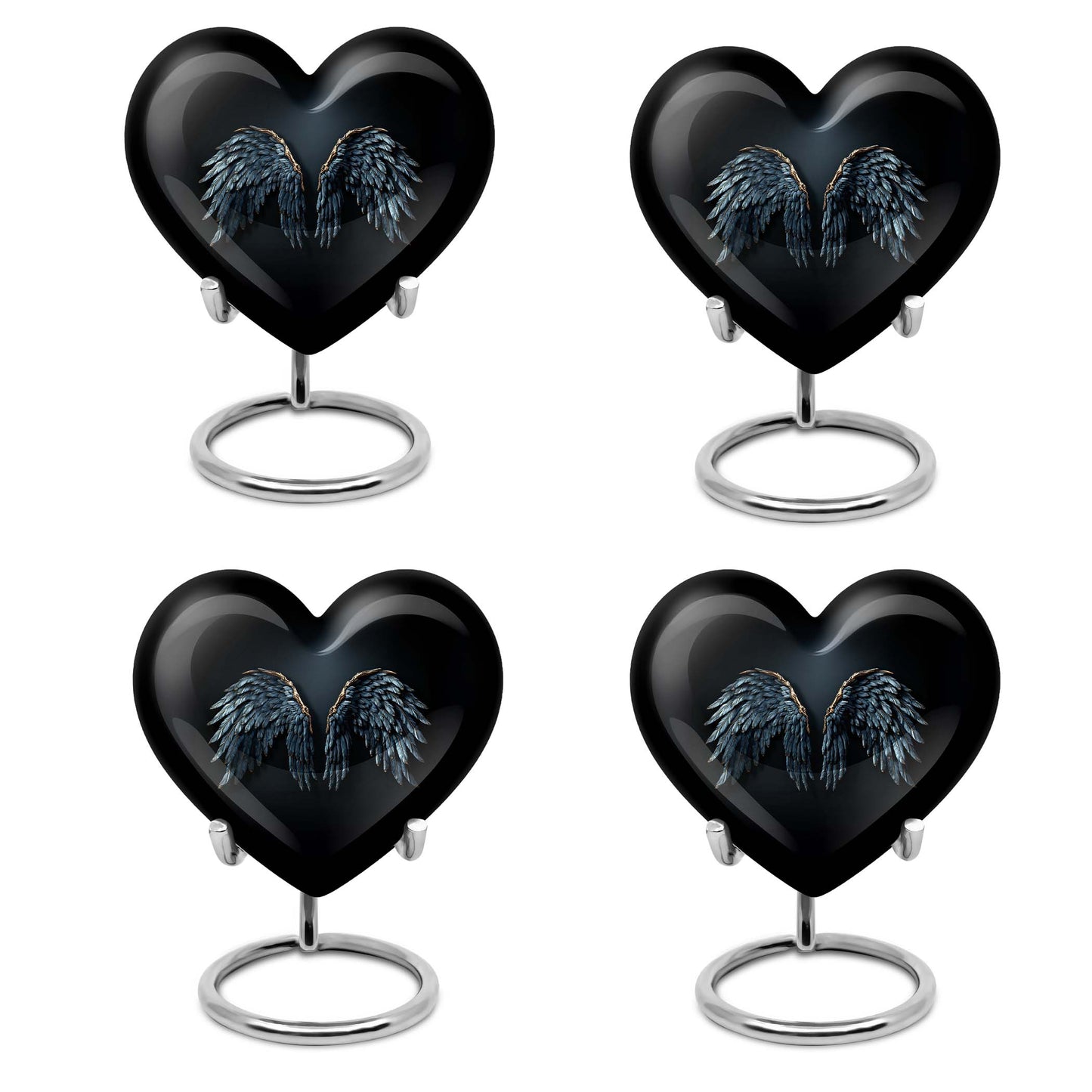 10-inch wings blue Heart Urn with butterfly theme for human ashes, customization available