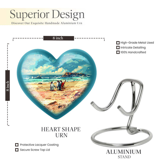 Engravable 10-inch Penguin Heart Urn