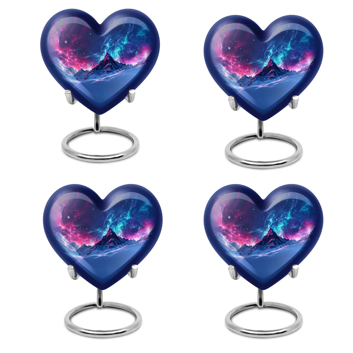 Northern Lights heart urn with butterfly theme