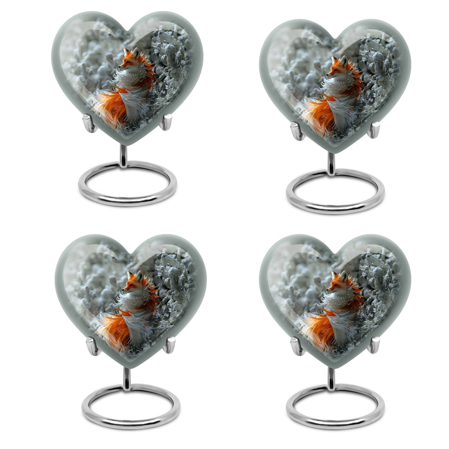 10-inch heart-shaped fox urn