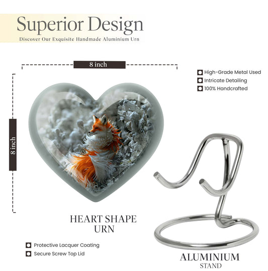 10-inch heart-shaped fox urn