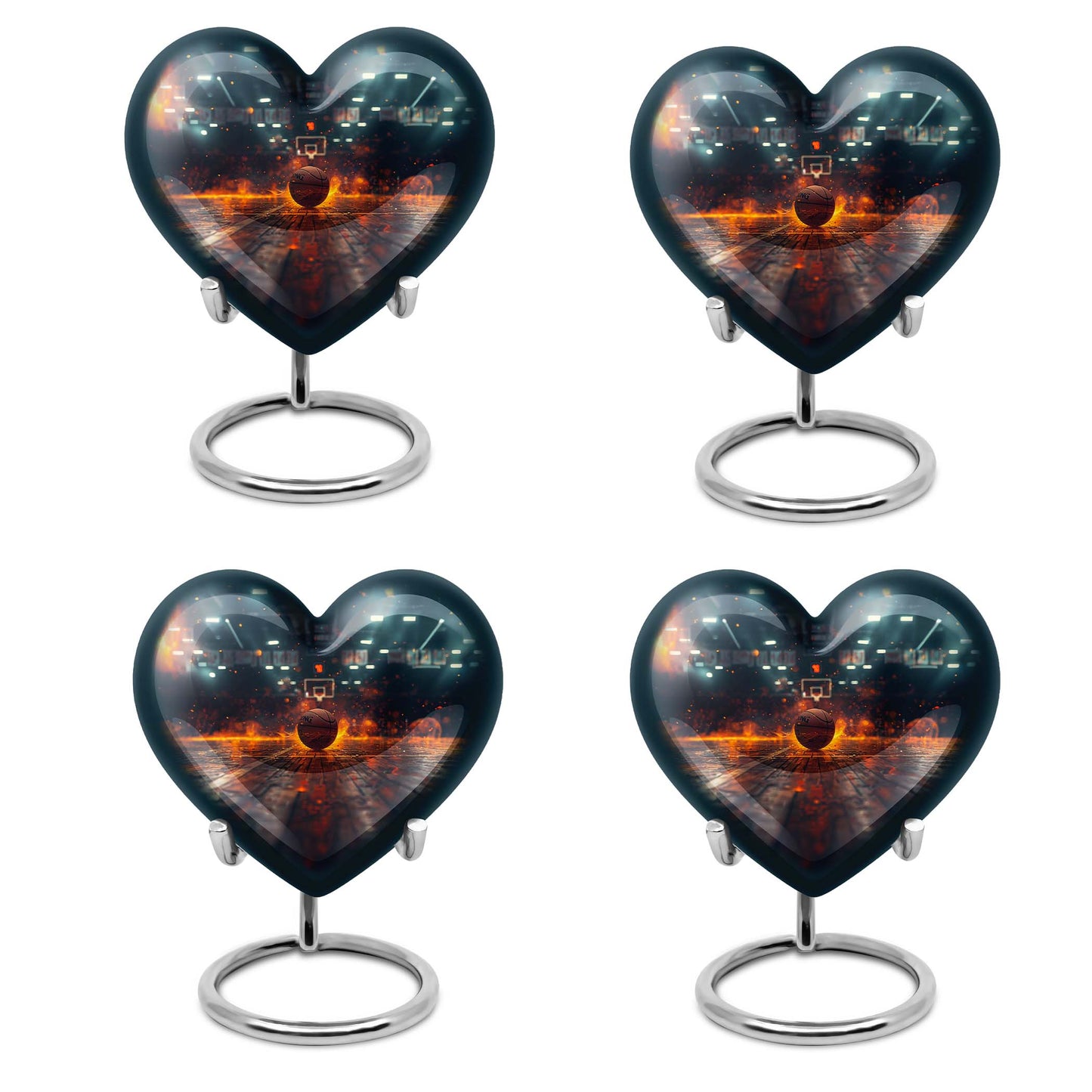 10-inch basketball heart urn for adult with butterfly theme and personalization